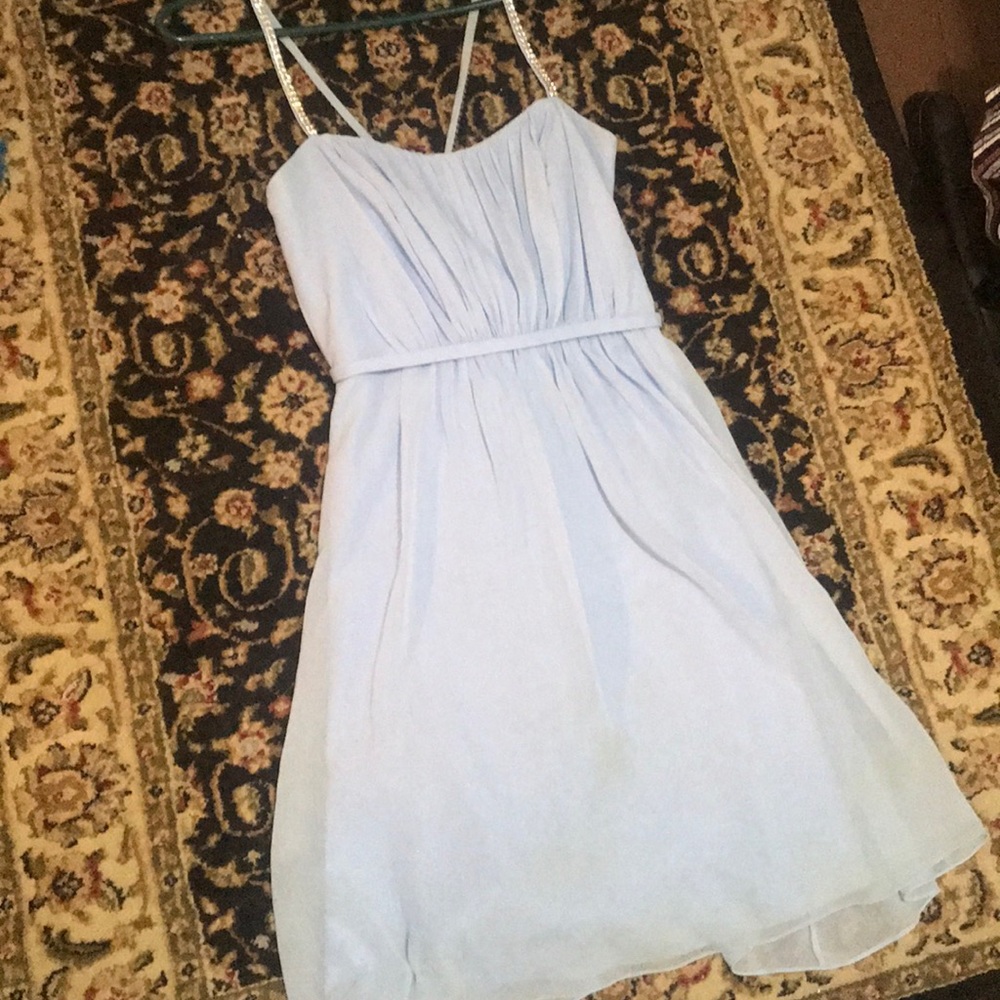 davids bridal dress light blue with beading